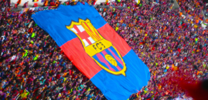 FC Barcelona fodblod klub flag og fans