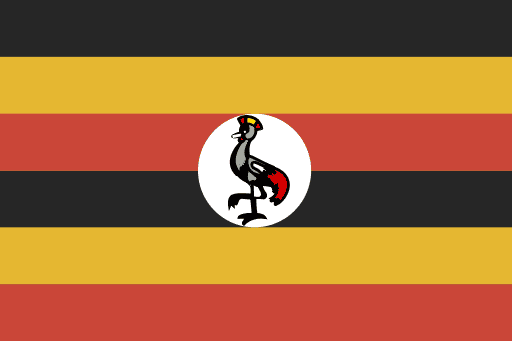 Ugandas flag stribet sort, gul og rød